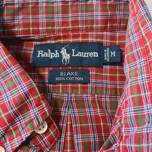 Mens Ralph Lauren Blake SS Plaid Button-Down Shirt Medium Preppy 90s Casual - Picture 5 of 10